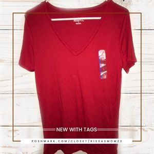 MERONA V-Neck T-Shirt Red Size L NWT